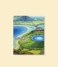 Volcanic coast and seagull canvas wall art on a cream background