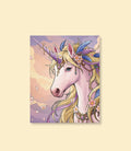 Pastel unicorn canvas wall art on a cream background