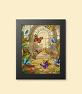 Butterfly conservatory framed poster with black frame on a cream background